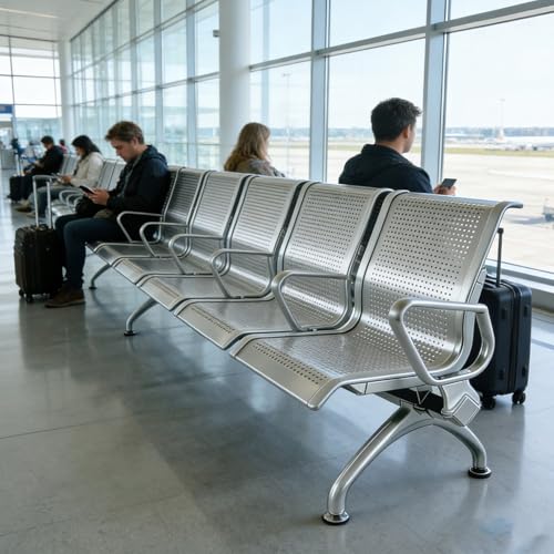 Silla individual de metal para hospital y oficina con acabado plateado premium 3