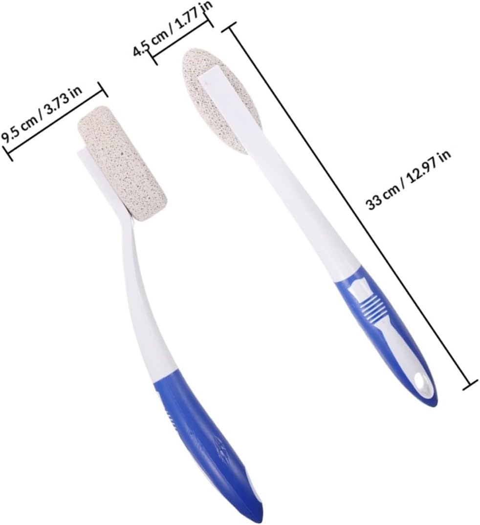 Sewroro 2pcs Long Handle Foot Scrubber Pumice Stone Manual Callus Remover Dead Skin Exfoliator Tool for Foot Care and Heel Scraping at Home Or Shower Use