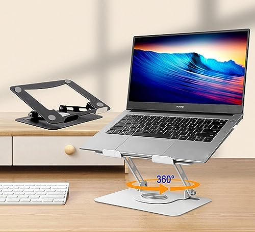 Image of Uncaged Ergonomics Swivel Laptop Stand for Desk, Adjustable Computer iPad Stand for Desk w / 360 Rotation, Portable Laptop Holder for Home Office Ergonomic Supplies (Silver)
