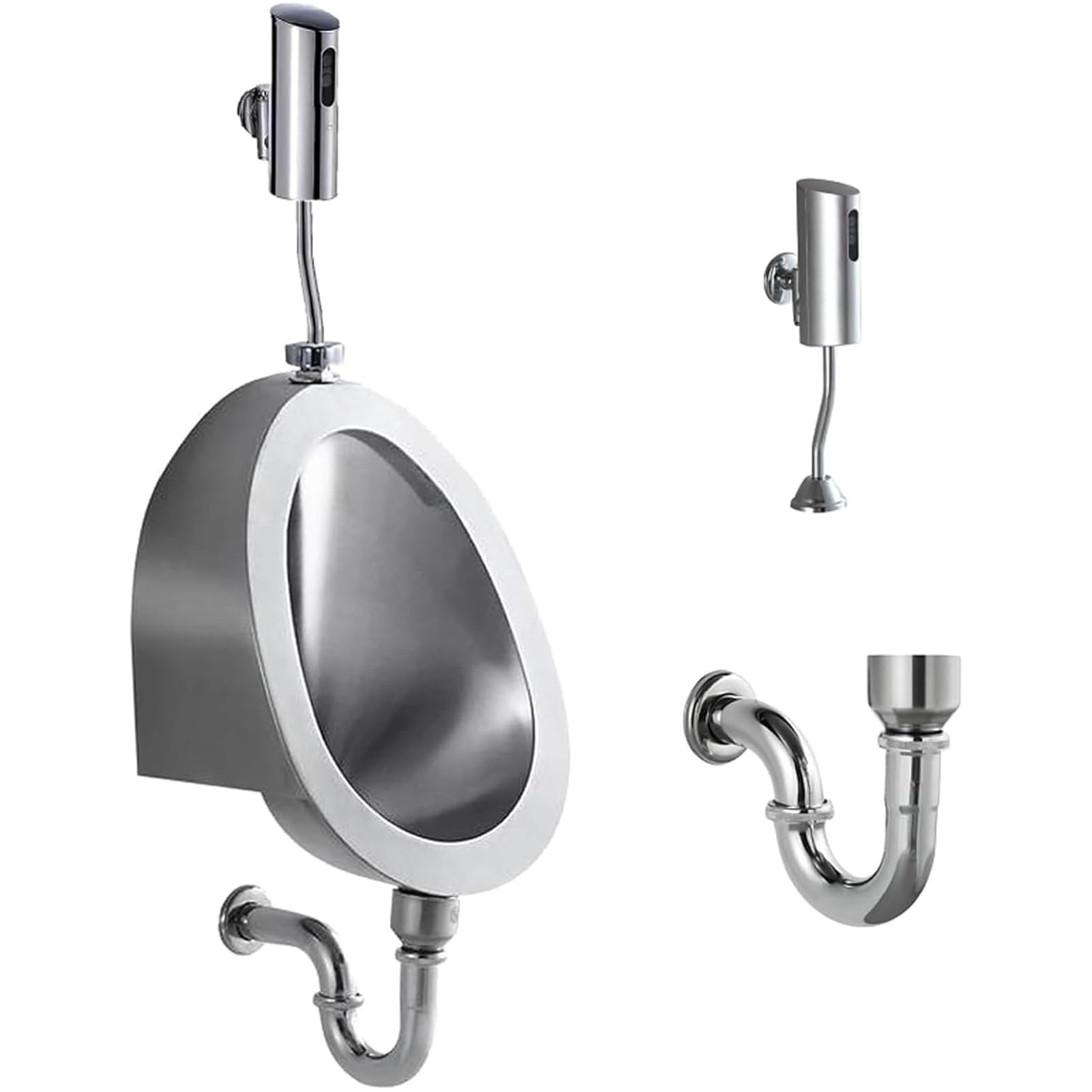 304 Stainless Steel Wall Mounted Sensor Urinal, Intelligent Flushing Urinals For Men'S Adult, Household/Commercial Wall-Mounted Intelligent Flushing Male Toilet For Public Toilet, Garage, Ktv