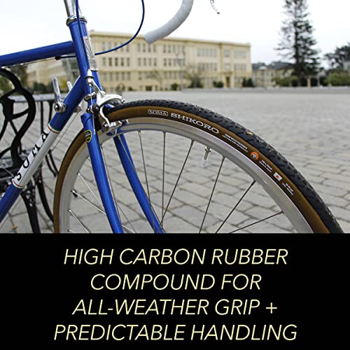 Soma Fabrications Shikoro Road Bike Tire For 700C Wheel Size With Kevlar Folding Bead, Bicycle Tire W/Brown Sidewall & Black Tread #TOP3