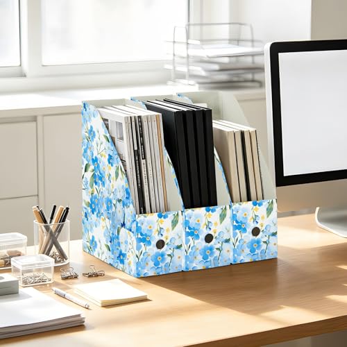 Organiseur de bureau fleurs bleues au format idéal