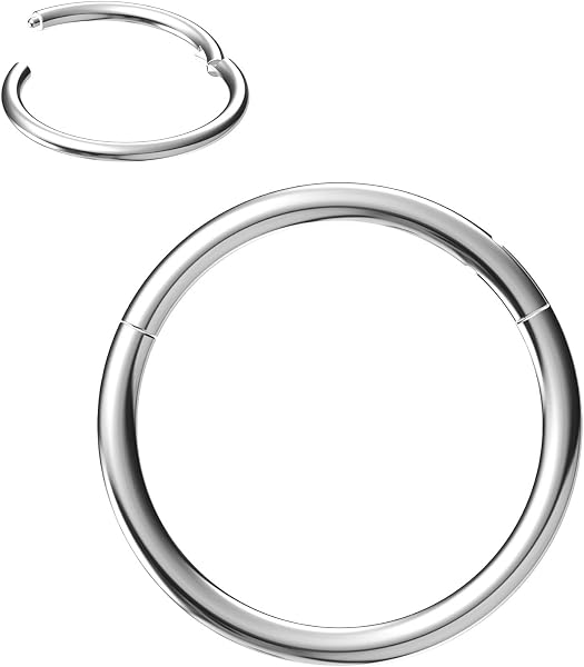 NewkeepsR 0.8/1.0/1.2/1.6/2.0/2.5/3.0/4.0mm Acier à charnière Septum Segment Clicker Lèvres Nez Anneau Hoop Helix Cartilage Daith Tragus - 1