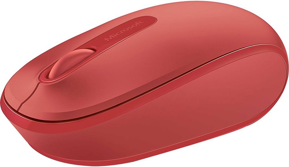 Microsoft Wireless Mobile Mouse 1850 - Flame Red. Comfortable Right/Left Hand Use, Wireless Mouse with Nano transceiver, for PC/Laptop/Desktop, works with Mac/Windows 8/10/11 Computers