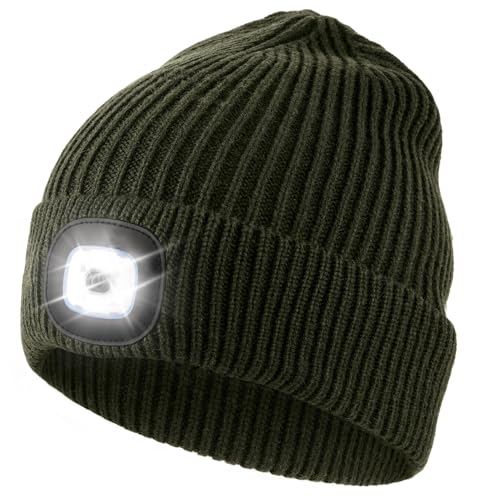 Wmcaps Unisex Hat with Light, USB Rechargeable LED Beanie, Winter