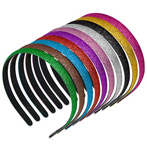 Glitter Headbands for Girls, Adecco LLC Sparkly Headbands with Teeth,Colorful Plastic Headbands Different
