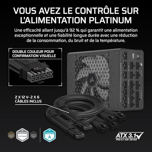 Corsair ATX1200W 80+ Platinum HX1200i C14 Version - vue 4