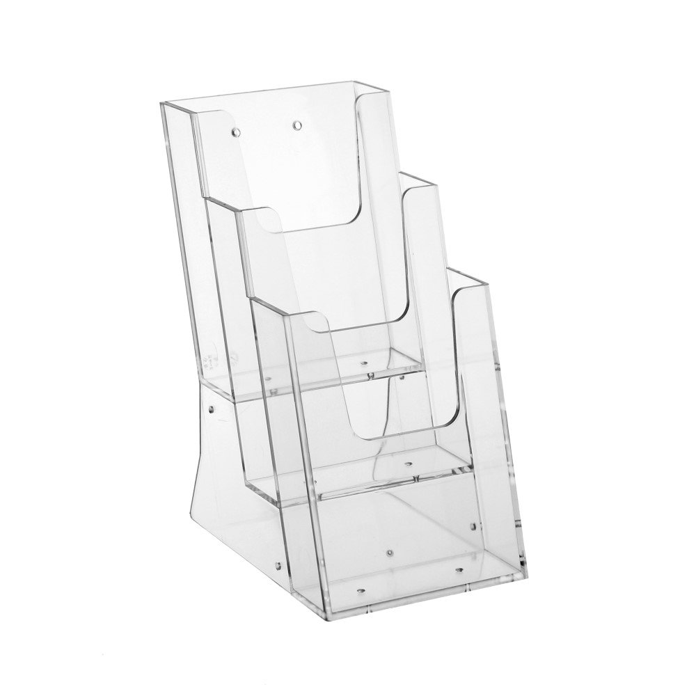 DIN Lang (99x210mm) Prospekthalter mit 3 Etagen für Prospekte im Hochformat
