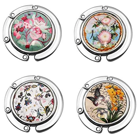 Ecloud Shop 4 Mix Color Folding Bag Handbag Purse Metal Rhinestone Hook Hanger Holder 1.7" Cover