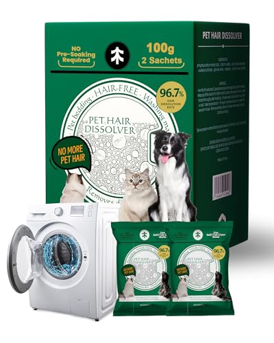 SEMECH by Seedshub Pet Hair Dissolver for Washing Machine Cleaner-2 Sachets 96.7% Hair Dissolution Dog Cat Hair | Stain | Odor Remover for Laundry HE/Top/Front-Load Compatible Septic Safe
