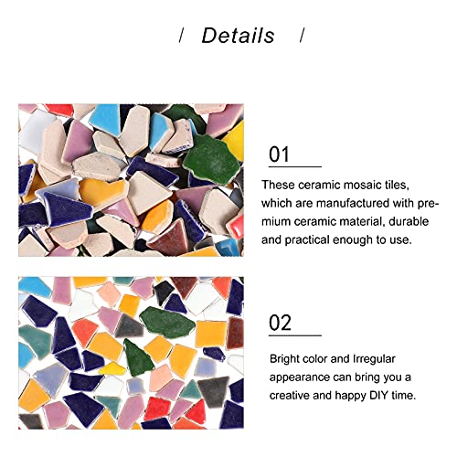 Artibetter Fliesenbruch Mosaikfliesen Keramik Unregelmäßig Mosaikstein Bunt Mosaikstücke für DIY Basteln Wand Blumentopf Vasen Bilderrahmen Spiegel Deko 200g Bunt Mosaik Glassteine
