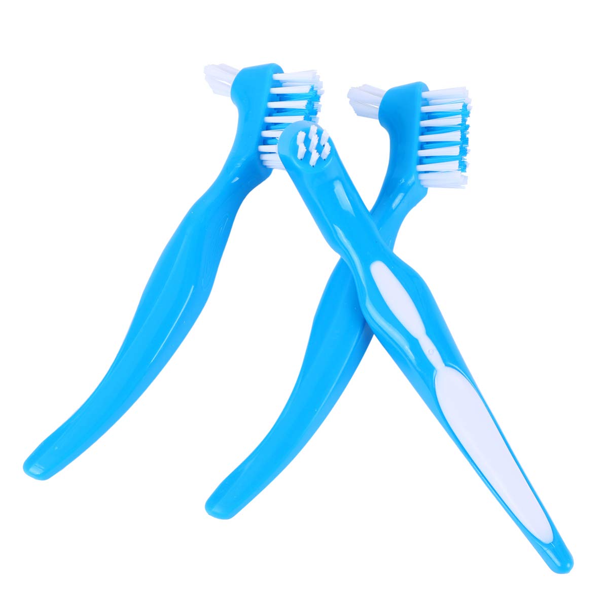 EXCEART Hard Denture Brush 3pcs Denture Brush False Teeth Cleaning Tool Double Sided Toothbrush Denture Cleaning Brush for Home Use Blue Premium Hygiene Denture Cleaner Set-image-38