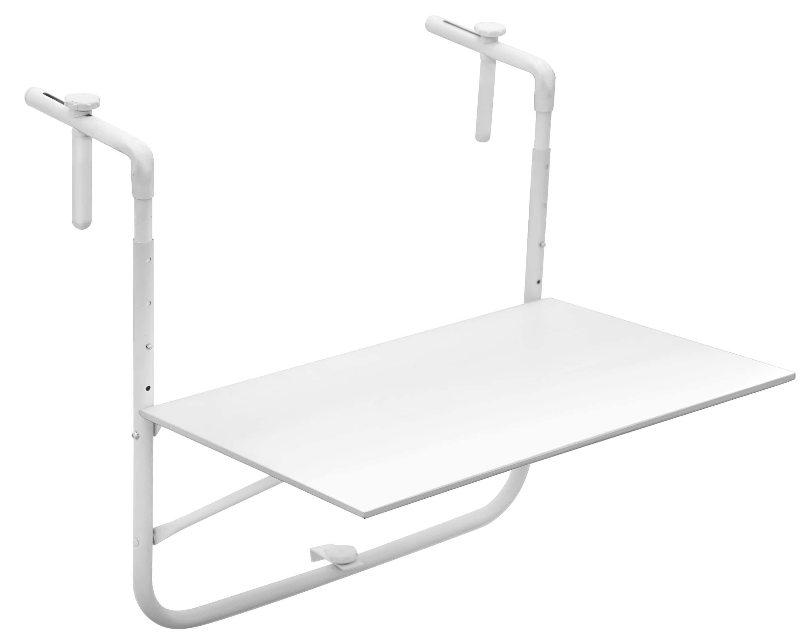 Gruppo Maruccia - Tavolo per Balcone e Ringhiera Pieghevole - Struttura Salvaspazio - Regolabile in Altezza - 60 x 52 cm (Bianco)