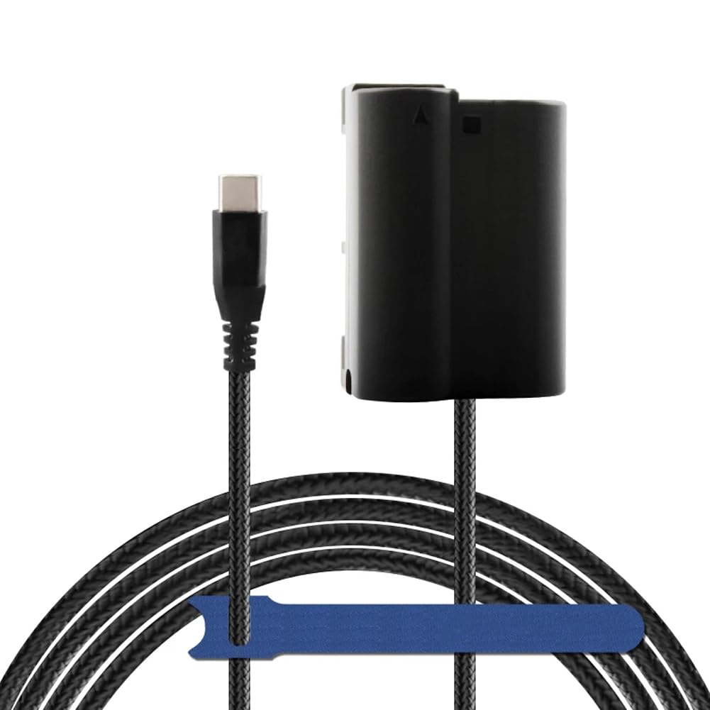 EP-5B DC Coupler Type-C Braided Cable to EN-EL15 Dummy Battery for Nikon Z5 Z6 Z6II Z7 Z7II Z8 D500 D610 D750 D780 D800 D800e D810 D810a D850 D70000 D710 0 D7200 D7500 Cameras