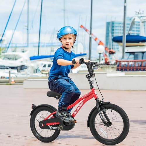 Image of Olakids Kids Bike, 12 14 16 18 Inch Toddlers Bike with Training Wheels Safety Bell Adjustable Seat and Handlebar, Handbrake and Coaster Brake, Children's Bicycle for Boys Girls