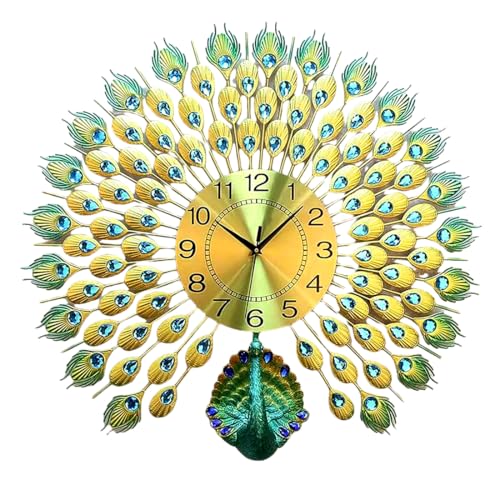 Image of RECTITUDE Wall Clock Silent Quartz Decorative Wall Clock Non-Ticking Classic & Modern and Stylish Silent Movement Peacock Wall Clock Easy to Read for Room /Home /Kitchen /Bedroom /Office (BF392)