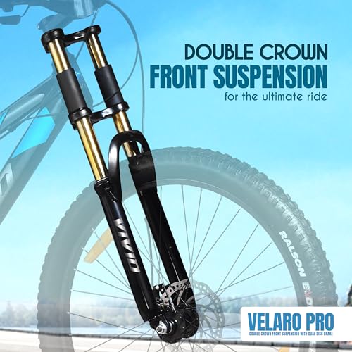 Image of Leader Vivid Velaro Pro Double Crown Suspension 26T 7 Gear Cycle for Men | Strong Steel Frame & Dual Disc Brakes with Mega Hub | MTB Bicycle for Off-Road & City Riding Ideal for 13+ Yrs - Black