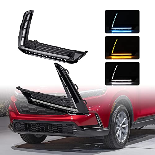 Compatible for 2023-2024 Honda CRV CR-V 80W LED DRL White Daytime Running Blue City Light Amber Dynamic Sequential Turn Signal Lamps