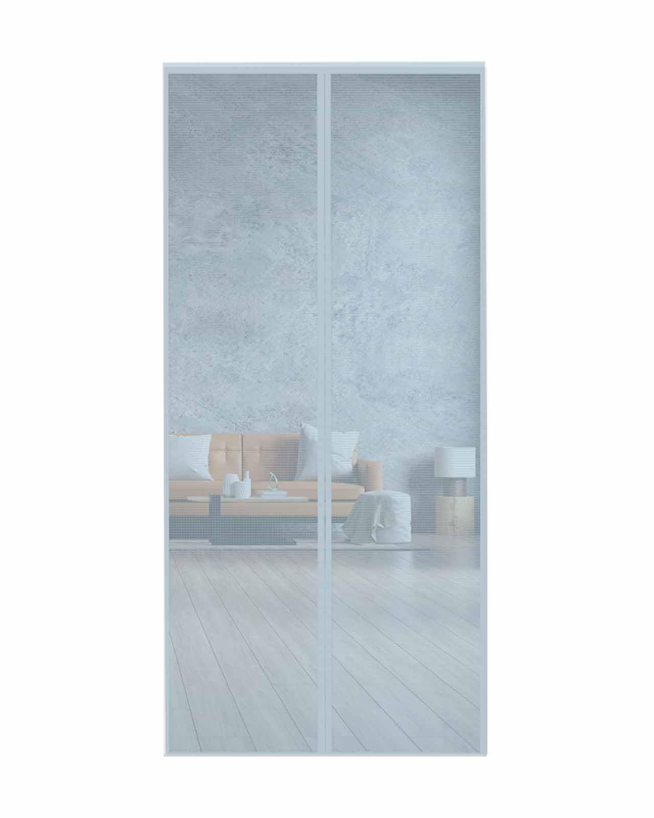 Magnetische Fliegengittertür, 96,5 x 211 cm, modernes Himmelblau, berührungsloses Fliegengitter mit Magnetverschluss für einflügelige Schiebetüren