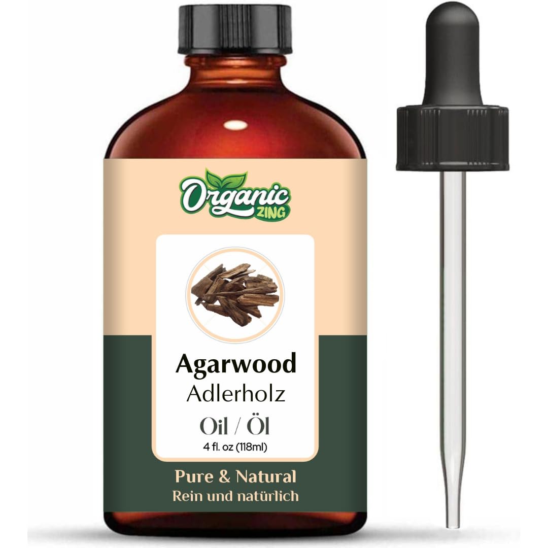 Organic Zing Agarwood Oil | Pure & Natural Essential Oil for Skincare, Hair Care & Massage - 118ml/3.99fl oz