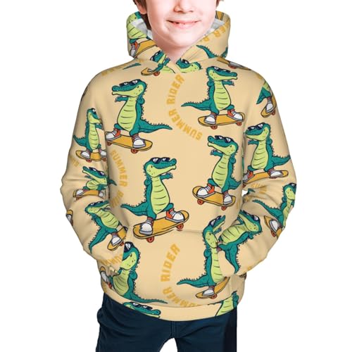 Cartoon Crocodile Skateboard Kids Pullover Hoodies Boys Sweatshirts Girls Athletic Clothes with Pocket2