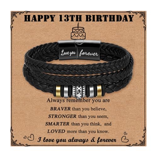 Pulseras en capas para adolescentes con cuero genuino y acero