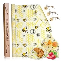 JOYBOY Involucri di Cera d'api,Involucri di Cera d'Api Riutilizzabili, 100 * 33 Foglia Lavabile in Cotone Biologico, Zero Rifiuti Beeswax Wrap, Sostenibile per Alimenti: Formaggio, Frutta, Pane