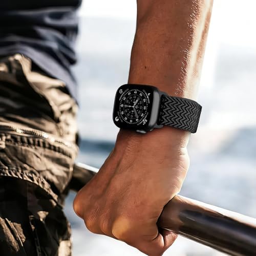 Nylon Sport Loop Compatible with Apple Watch Bands 44mm 40mm 46mm 42mm 45mm 49mm 41mm 38mm Men Women,Soft Breathable Fabric Woven Strap for iWatch Band Series 11 10 9 8 7 6 5 4 3/Ultra 3 2/SE 3 2/SE — view 7