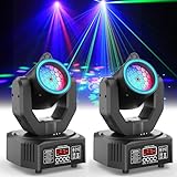 2-Pack Mini Moving Head Light,30W LED Stage Lighting with Remote Control – Dot Beam/Pattern/Starry Sky Effects for Weddings, DJs, Disco, Church & Bar