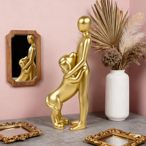 Escultura Decorativa de Hombre y Perro en Resina miniatura 6