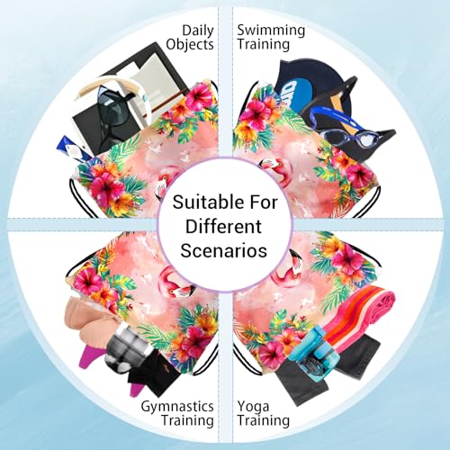 Image of Pink Bird Beach Grip Bag for Gymnast Drawstring Athlete String Bag for Travel