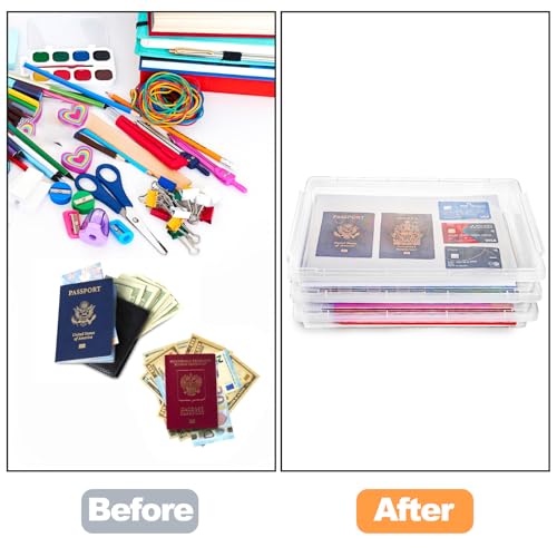 Coloch Caixa de armazenamento de documentos de plástico A4 com fivelas, caixa organizadora de papel