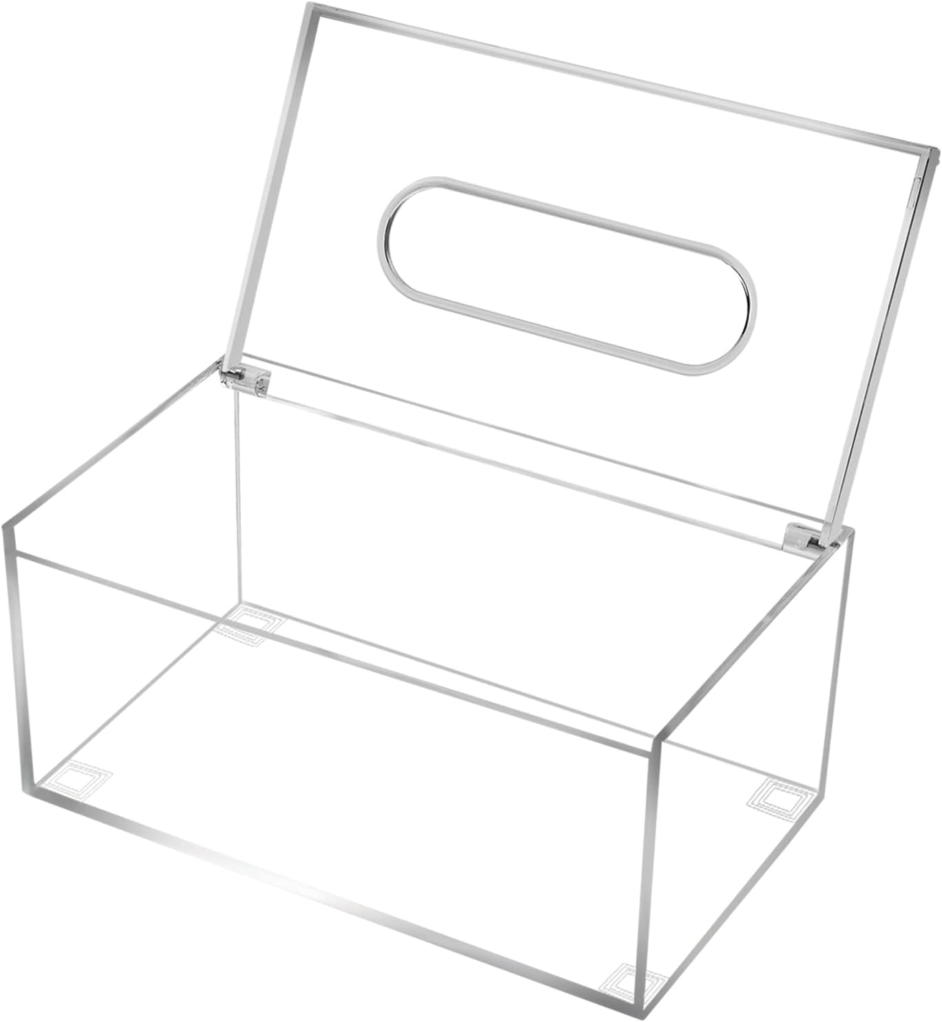 Hiziwimi Flip Acrylic Tissue Box with Lid Clear Plastic Dryer Sheet