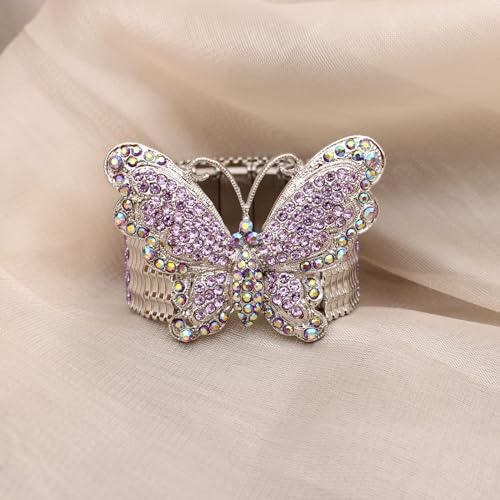 Elegant Wedding Bridal Austrian Crystal Butterfly Shaped Stretch Bangle Elastic Brides Bridesmaid Bracelet Jewelry for Women3