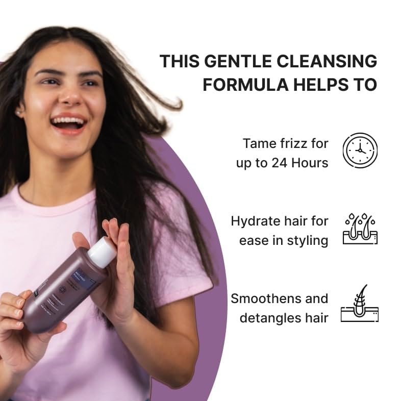 Image of Bare Anatomy Anti Frizz Shampoo + Hair Mask + Ultra Smoothing Hair Serum Kit | Frizz Control upto 24 hrs | Hyaluronic Acid & Fatty Acids | Paraben & Sulphate Free | Women & Men | 250ml + 250g + 50ml