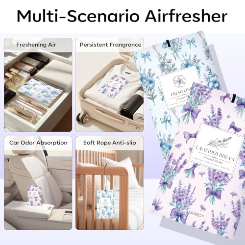 Image of MYARO 20 Packs Lavender Linen Scent Sachet Long Lasting Closet Drawer Deodorizer Home Air Freshener Room Odor Eliminator