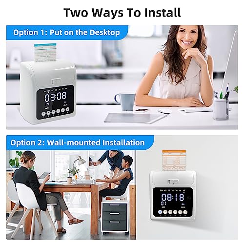 Image of TooCust Time Clock with Passcode, Auto-Align Time Clocks for Small Business, Time Clock Punch Machine with 50-Piece Time Cards, and One Ink Ribbon Cartridge