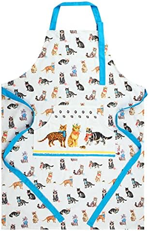 Cotton Apron Baking Cooking Adult Women Pretty Cats Gifts Bakers Cute Novelty Kitchen Grill BBQ Aprons Large Pocket Birthday Christmas Apron Gift for Mum Wife Girlfriend Grandma