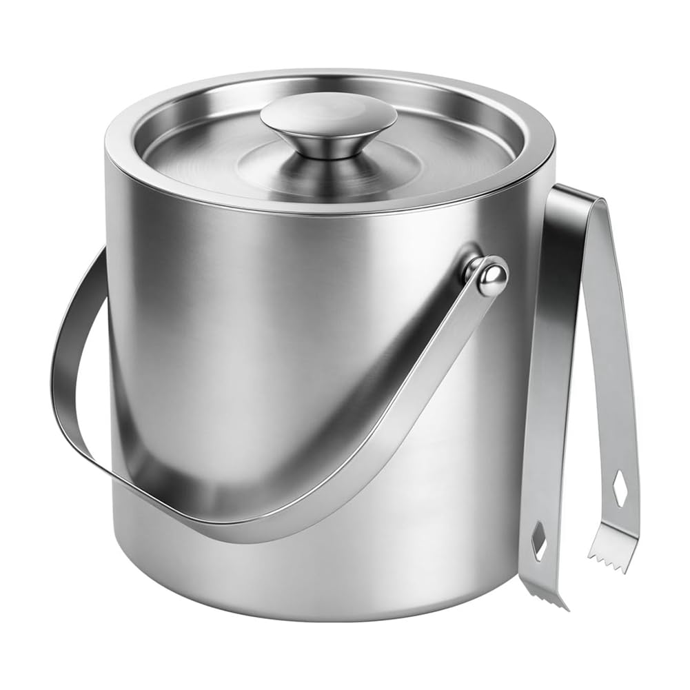 Hndhbfgrt Stainless Steel Ice Buckets for Parties with Lid & Tongs Champagne Wine Drink Container Holder