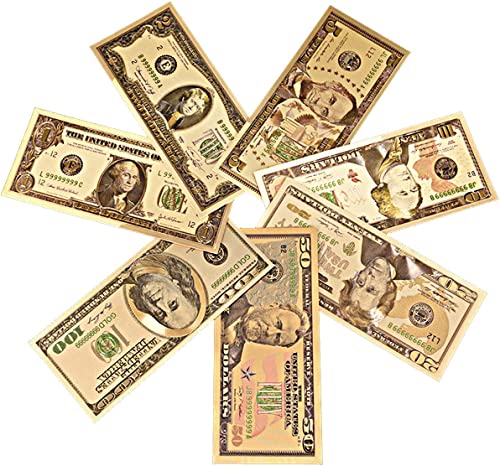 USA President 1/2/5/10/20/50/100 Dollar Bill Banknote, 24k Gold Coated Legacy Limited Edition Chief Executive Banknote Bill Great Gift for Coin Currency Collectors and Republican (35 Pack)