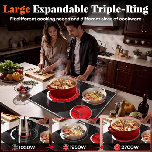 Image of 24 Inch Electric Cooktop 3 Burner 5700W