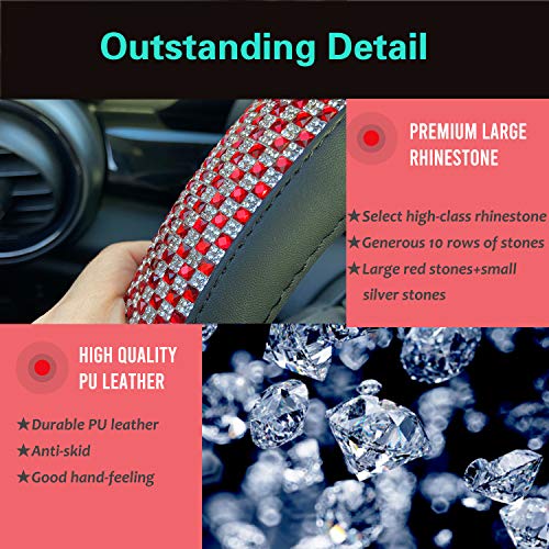 PINCTROT Bling Bling Comfy Steering Wheel Cover Universal 15 Inch (Red) by PINCTROT - Used condition - Image 3