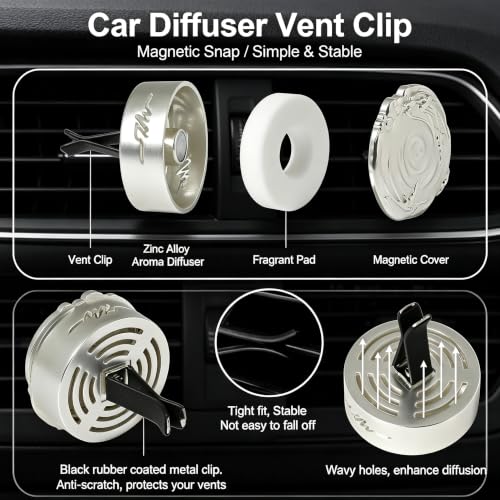 Image of Car Air Freshener Diffuser Vent Clip, Aroma Diffuser Refills, Aromatherapy Diffusers for Fragrance Car Accessories Decoration, Gift for Women Men Dad Mom (Silver)