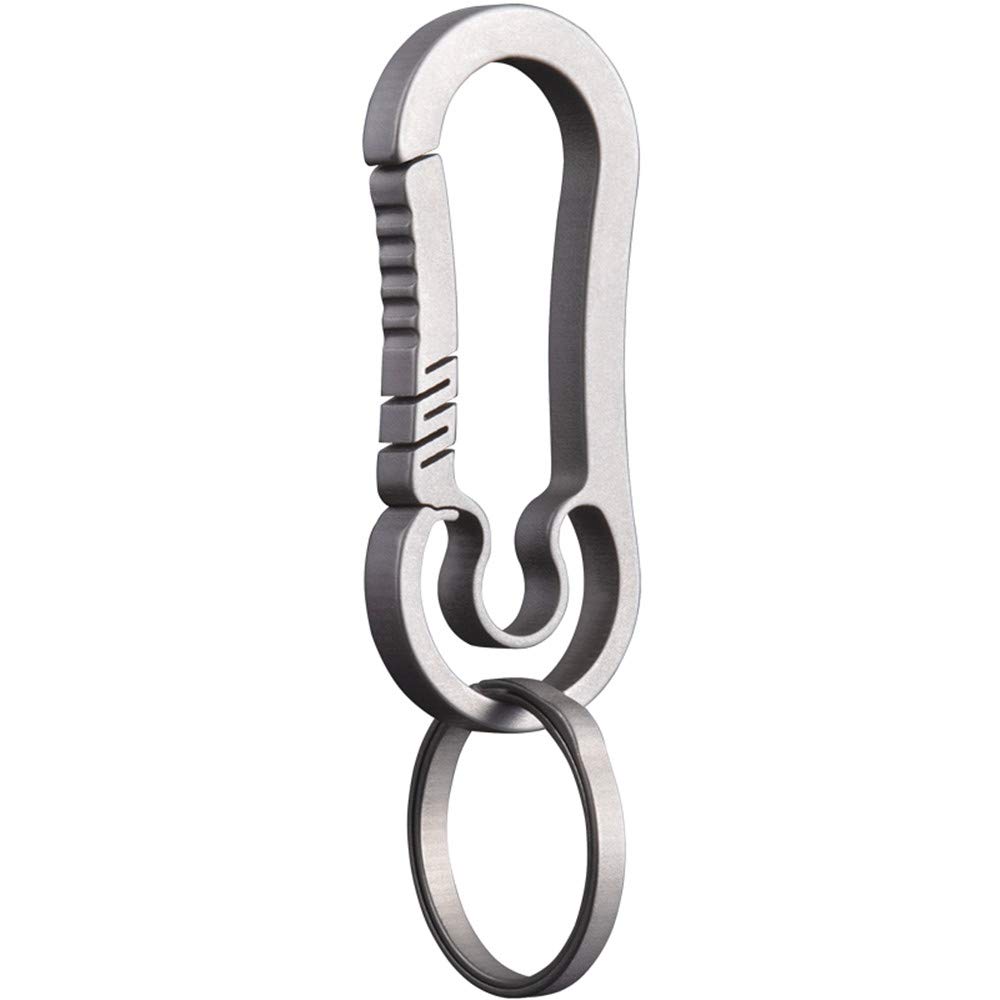KUNSON Ultralight Aviation Titanium Anti-Lost Keychain Carabiner Creative CNC Chamfer Smooth Design Quick Release Keychain 26mm Titanium Key Ring (Original color)