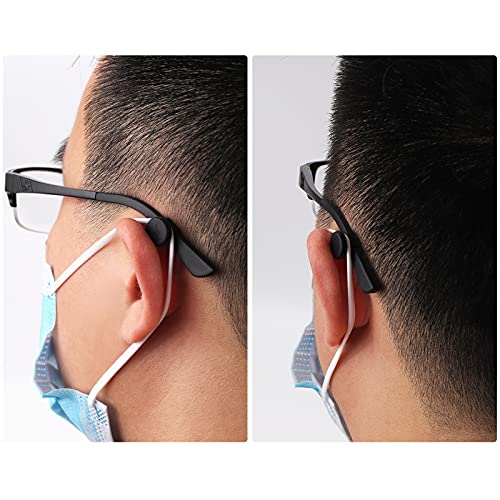 Yr 10 Pieces Adjustable Eyeglass Hooks For Mask Holders To Protect Ears, Soft Comfortable Silicone Ear Saver For Masks Glasses, Mask Strap Extender For Adults & Kids, Black #TOP2