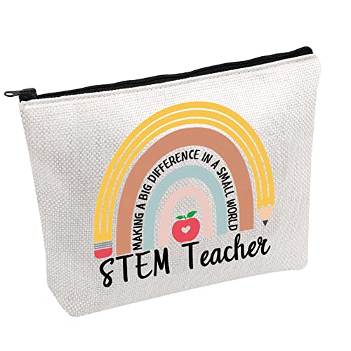 PWHAOO Stem Teacher Makeup Bag Making A Big Difference In A Small World Stem Teacher Cosmetic Bag Stem Teacher Appreciation Gift, STEM Teacher B