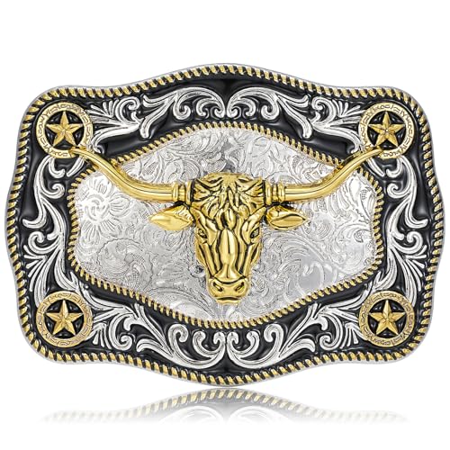 Image of Cowboy Belt Buckle for Men Longhorn Bull Belt Buckles Men Vintage Texas Buckle for Women Cowboy Cowgirl Belt Buckle