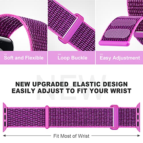 Nylon Sport Band Compatible With Apple Watch Band 38Mm 40Mm 41Mm 42Mm 44Mm 45Mm, Adjustable Breathable Women Men Braided Strap Compatible For Iwatch Series 8/7/6/5/4/3/2 Se Dragon Fruit A #TOP1