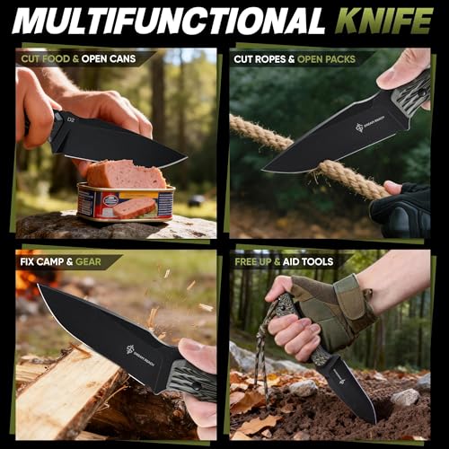 Image of Dream Reach Fixed Blade Knife - D2 Steel Tactical Knife with Ergonomic Full Tang Handle and Adjustable Sheath for Outdoor Camping Survival Gift for Men Women Multi-Color
