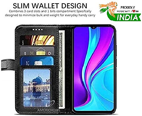 Image of Inside Rubber TPU with Card Pockets Magnetic Closure Protection Compatible with Realme C21, RMX3201 (Blue)